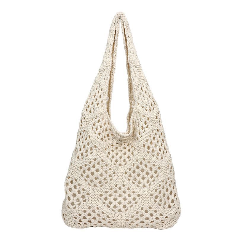 Off White Solid Two Handles Shoulder Bag