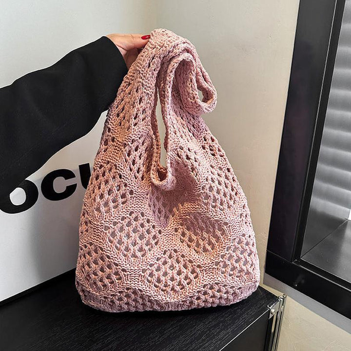 Pink Solid Two Handles Shoulder Bag