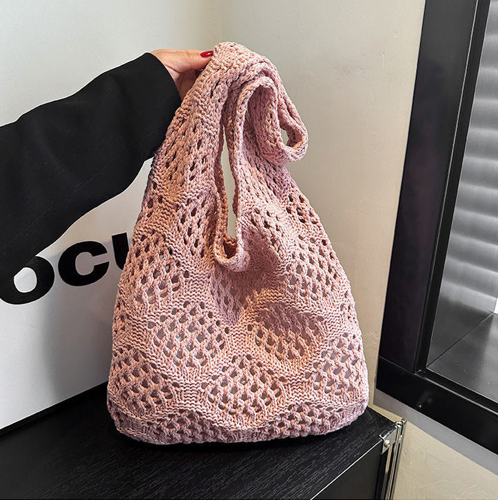 Pink Solid Two Handles Shoulder Bag