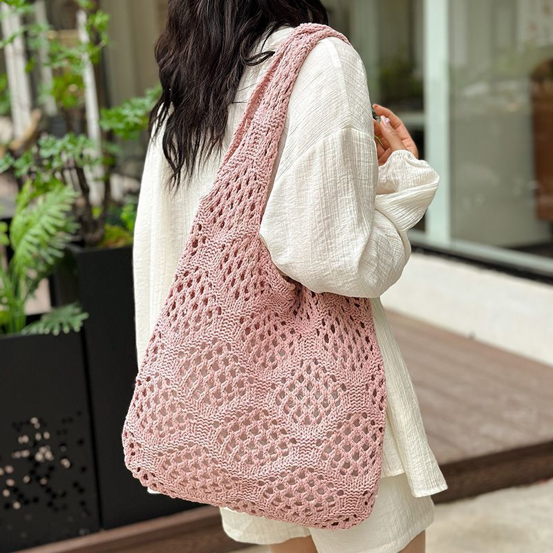Pink Solid Two Handles Shoulder Bag