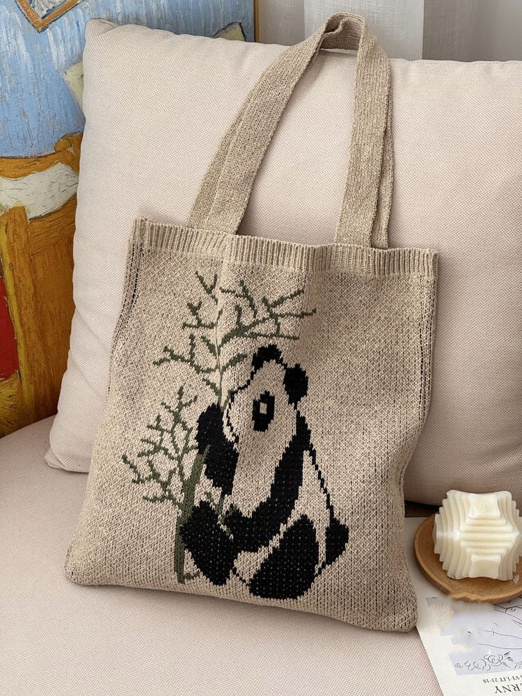 Khaki Printed Two Handles Shoulder Bag