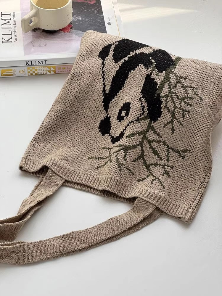 Khaki Printed Two Handles Shoulder Bag
