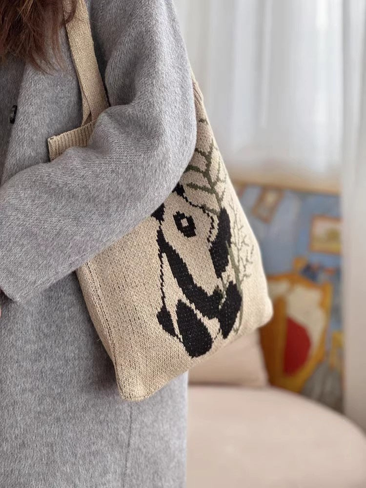 Khaki Printed Two Handles Shoulder Bag