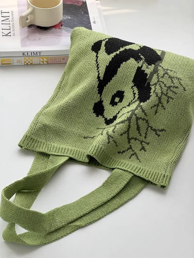 Green Printed Two Handles Shoulder Bag