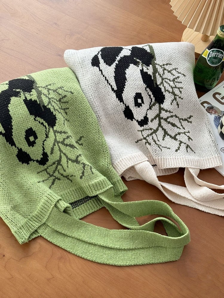 Green Printed Two Handles Shoulder Bag