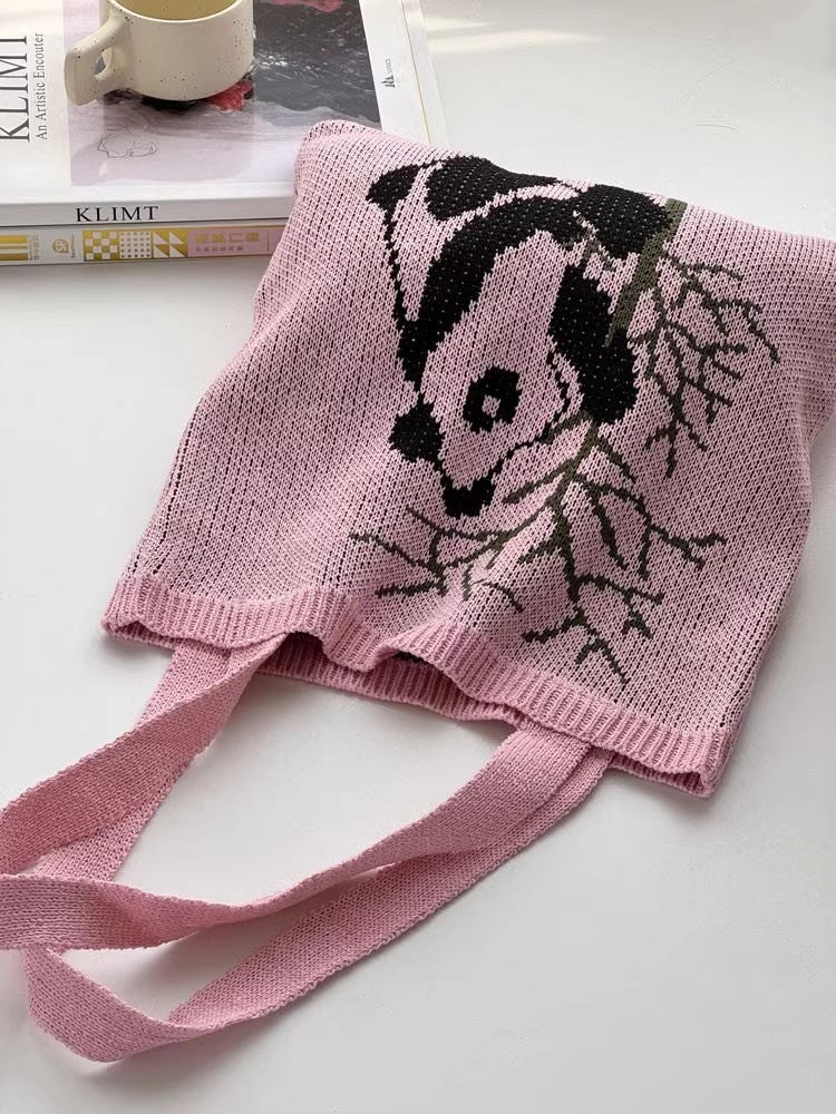 Pink Printed Two Handles Shoulder Bag