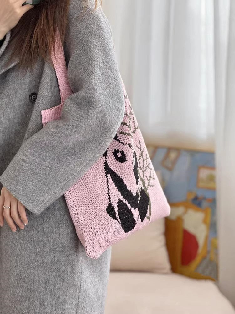 Pink Printed Two Handles Shoulder Bag