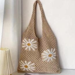 Khaki Printed Two Handles Shoulder Bag