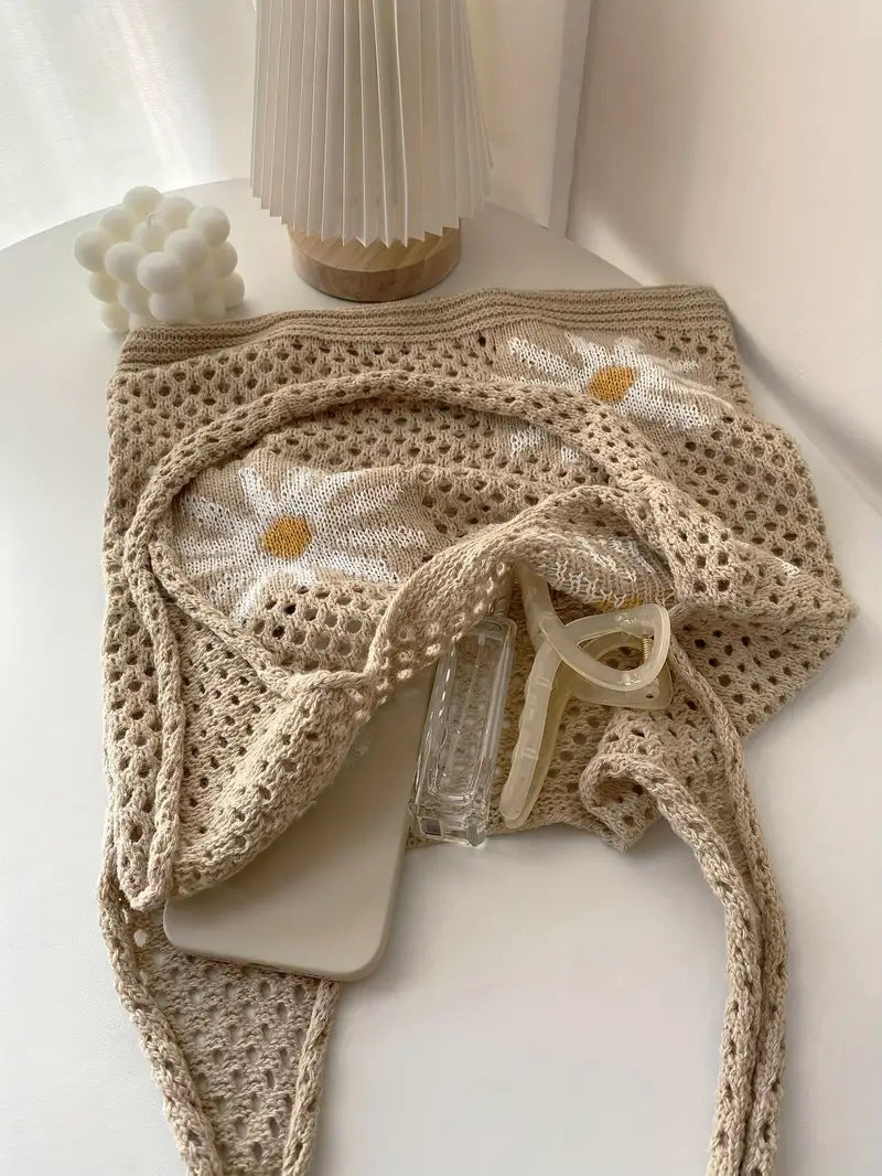 Khaki Printed Two Handles Shoulder Bag