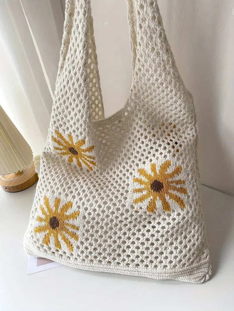 Off White Printed Two Handles Shoulder Bag