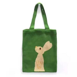 Green Printed Two Handles Shoulder Bag