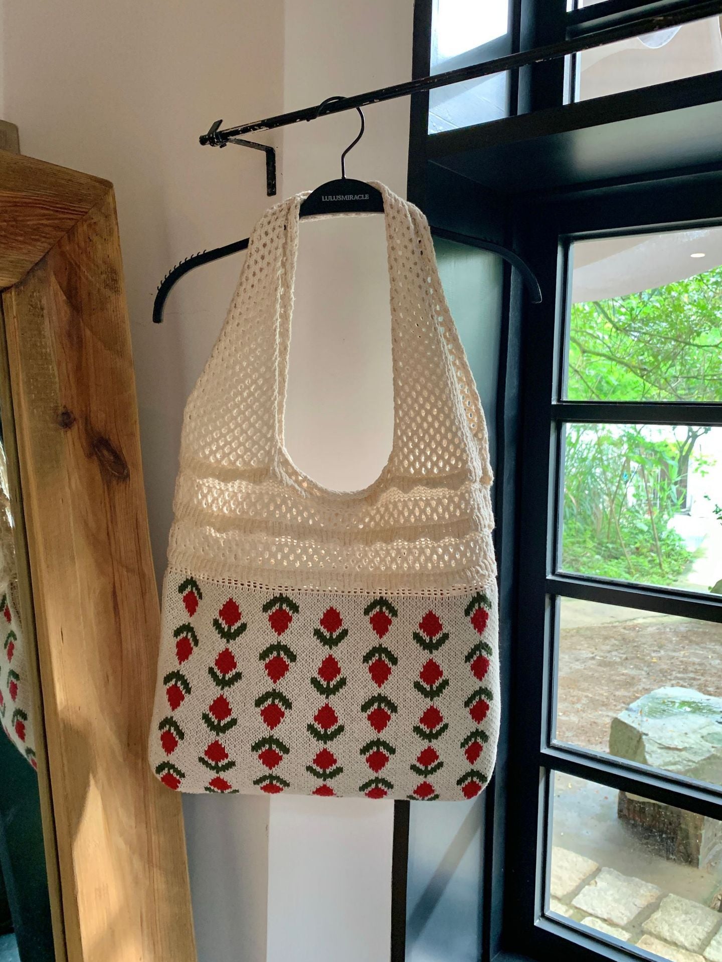 Beige Printed Two Handles Shoulder Bag