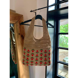 Khaki Printed Two Handles Shoulder Bag