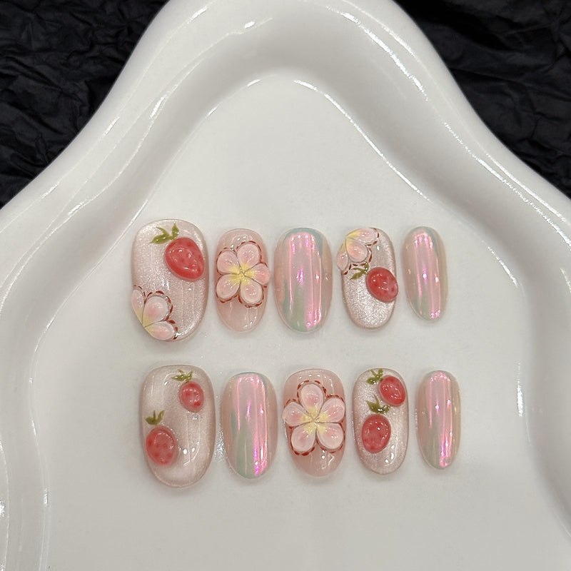 Set Of 10 Reusable Artificial Nail Extension - Pink