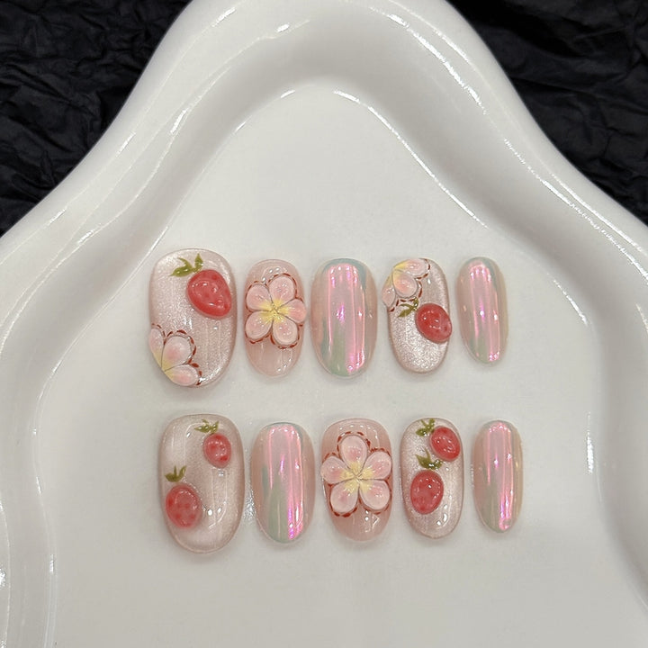 Set Of 10 Reusable Artificial Nail Extension - Pink