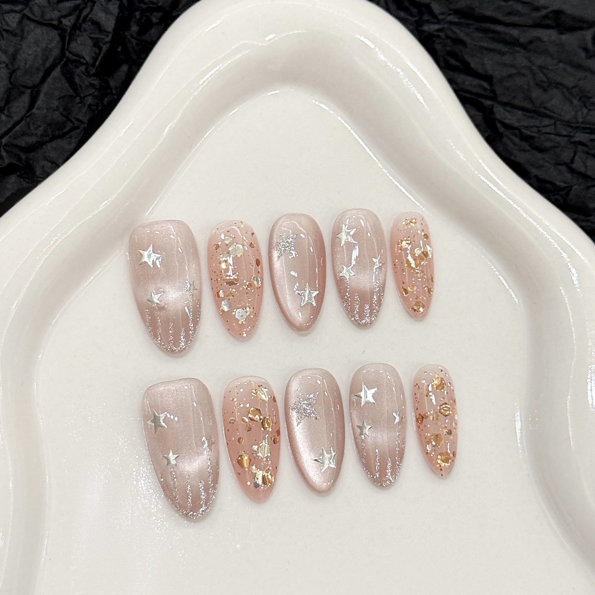 Set Of 10 Reusable Artificial Nail Extension - Pink