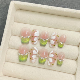 Set Of 10 Reusable Artificial Nail Extension - Pink