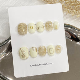 Set Of 10 Artificial Reusable Nails- Green