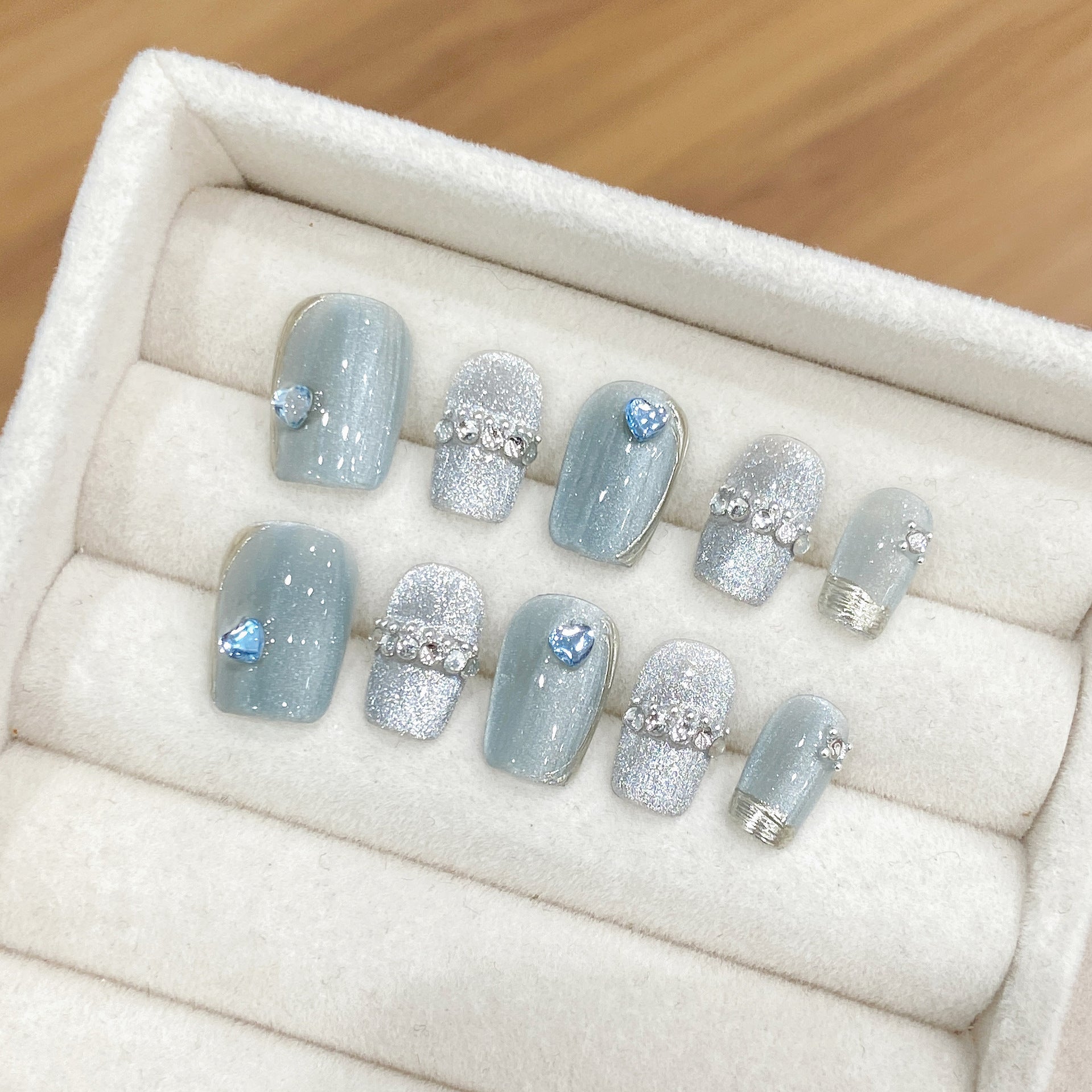 Set Of 10 Reusable Artificial Nail Extension - Blue
