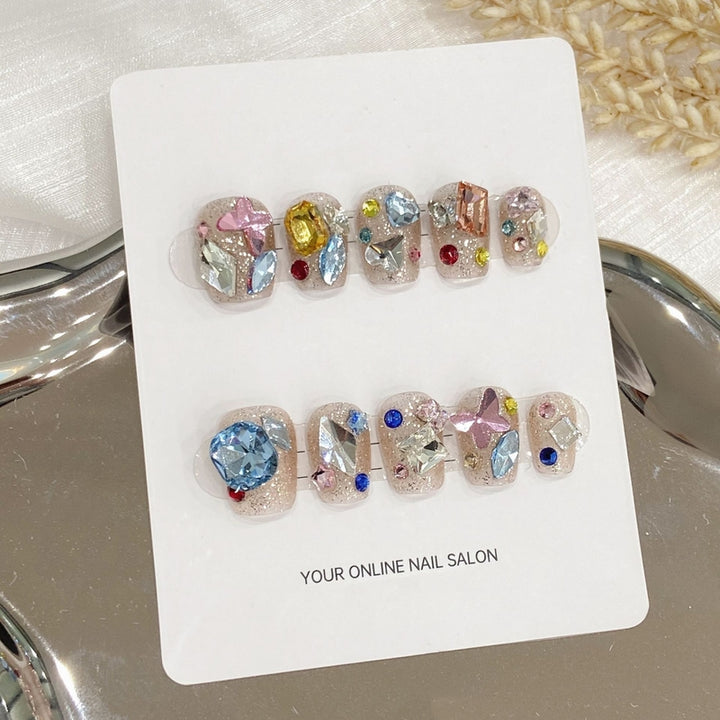 Set Of 10 Reusable Artificial Nail Extension - Blue