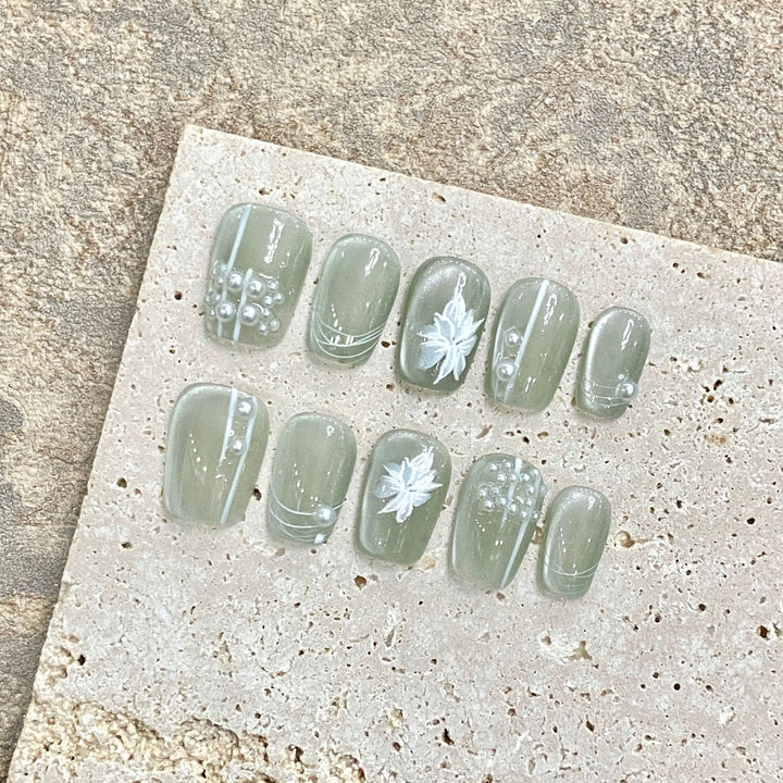 Set Of 10 Nail Extension - Green