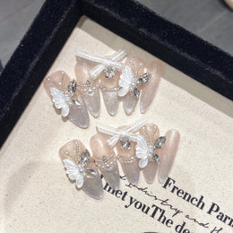 Set Of 10 Artificial Reusable Nails- Pink