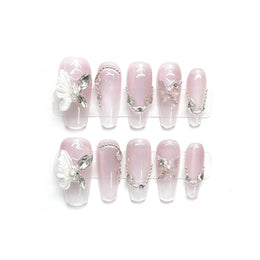 Set Of 10 Embellished Artificial Reusable Nails