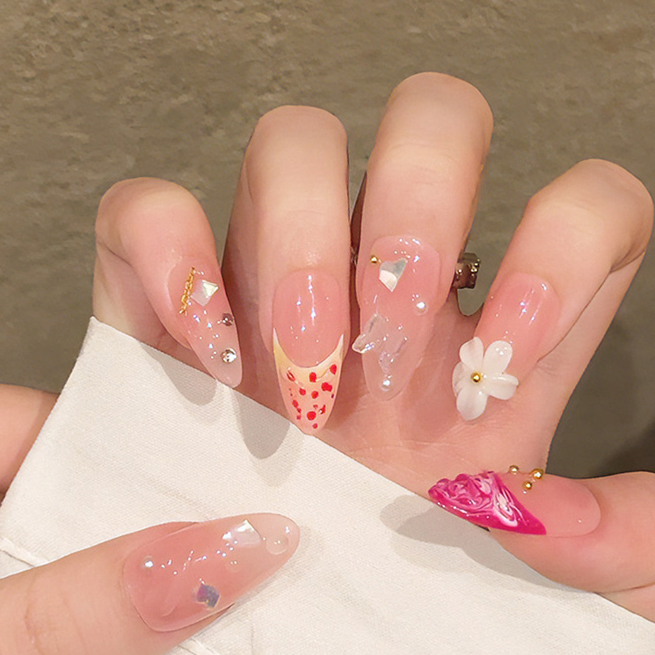 10Pcs Embellished Artificial Reusable Nails
