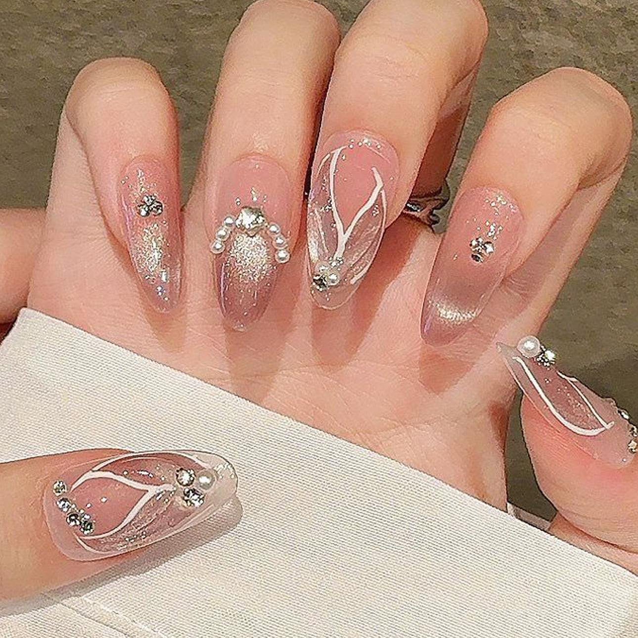 Set Of 10 Embellished Nail Extension