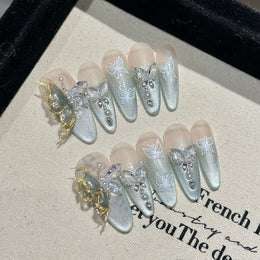 Set Of 10 Artificial Reusable Nail Extension - Blue