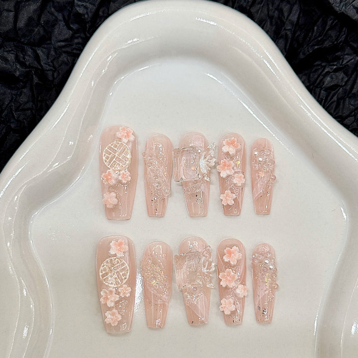 Set Of 10  Nail Extension - Pink