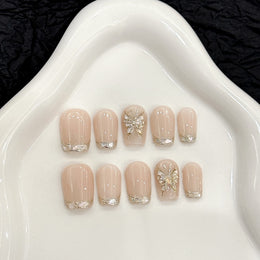 Set Of 10 Reusable Artificial Nail Extension - Pink