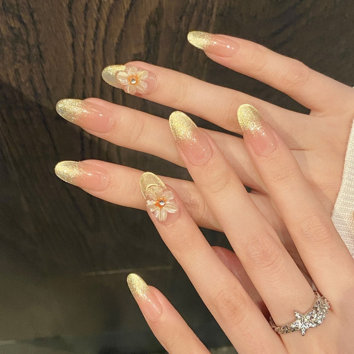 Set Of 10 Floral Nail Extension