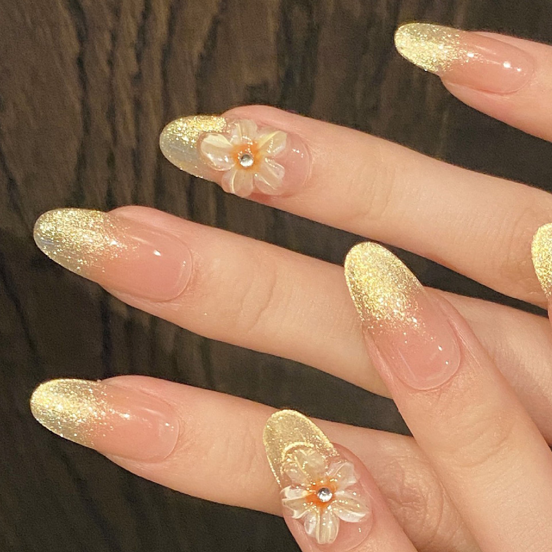 Set Of 10 Floral Nail Extension