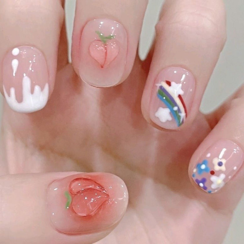 Set Of 10 Artificial Reusable Nails- Pink