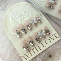 Set Of 10 Artificial Reusable Nail Extension- Pink