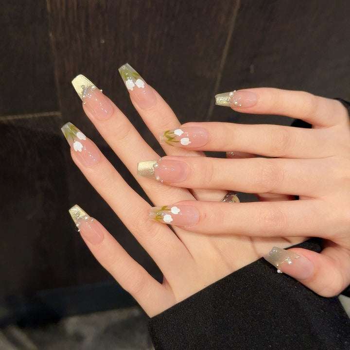 Set Of 10 Floral Nail Extension
