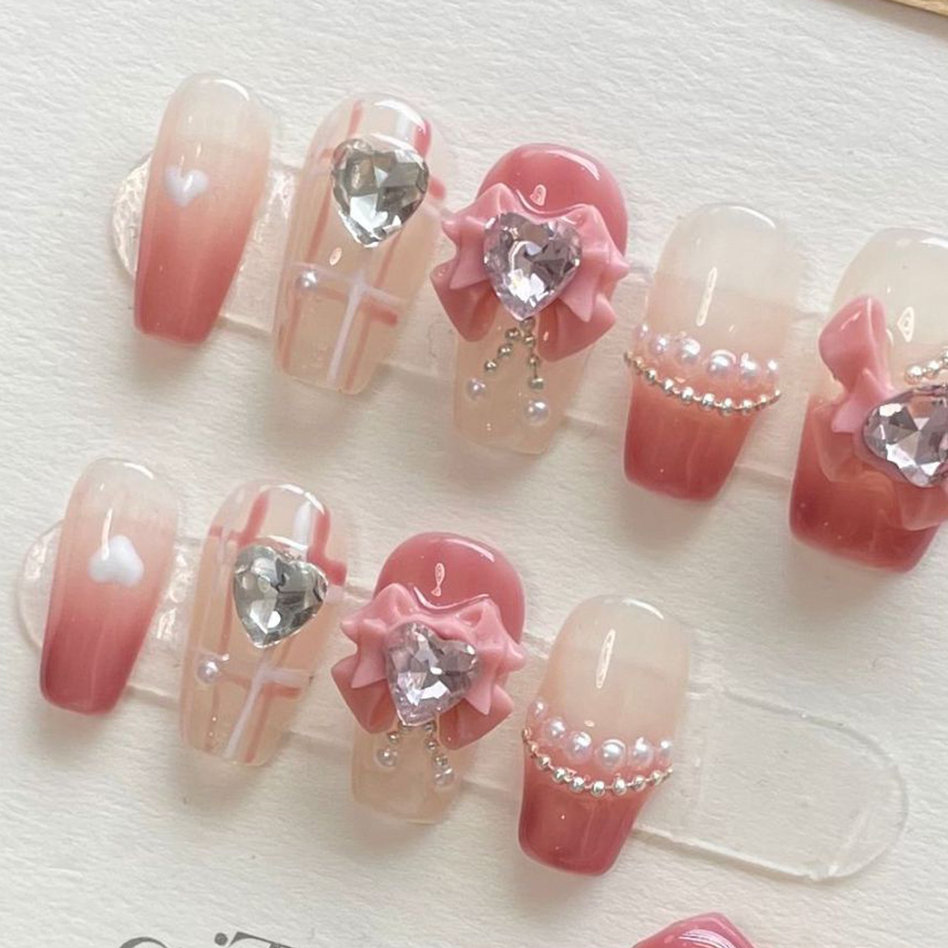 Set Of 10 Embellished Nail Extension