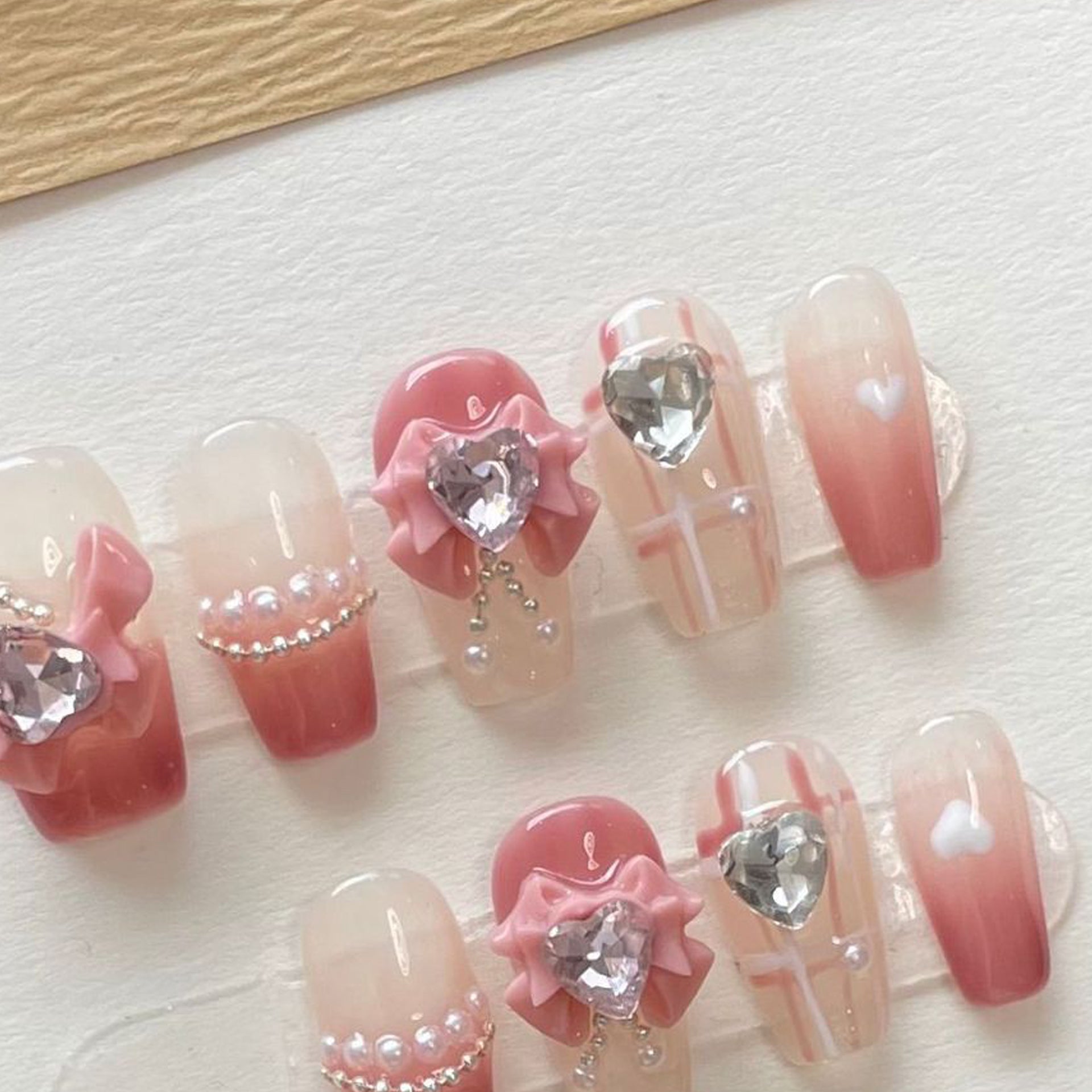 Set Of 10 Embellished Nail Extension