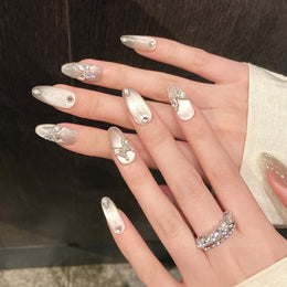 Set Of 10 Artificial Reusable Nails- White