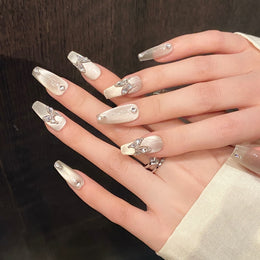 Set Of 10 Reusable Artificial Nail Extension - White