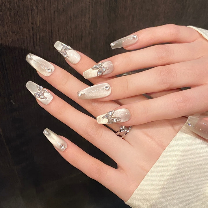 Set Of 10 Reusable Artificial Nail Extension - White