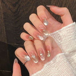 Set Of 10 Artificial Reusable Nails - Pink