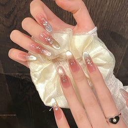 Set Of 10 Reusable Artificial Nail Extension - Pink