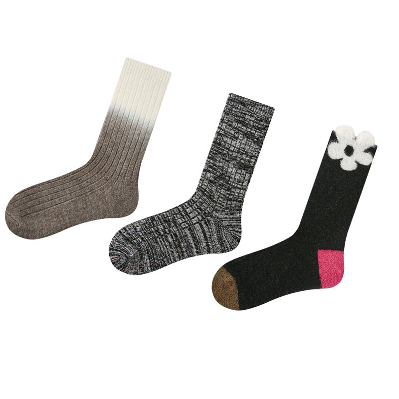Women Pack Of 3 Patterned Cotton Calf Length Socks