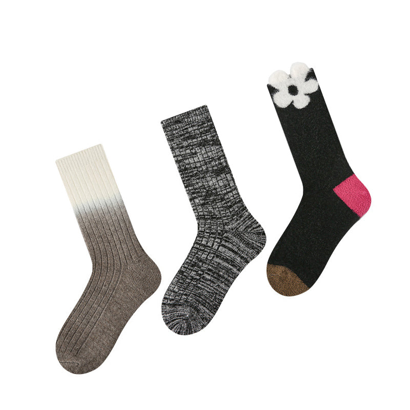 Women Pack Of 3 Patterned Cotton Calf Length Socks