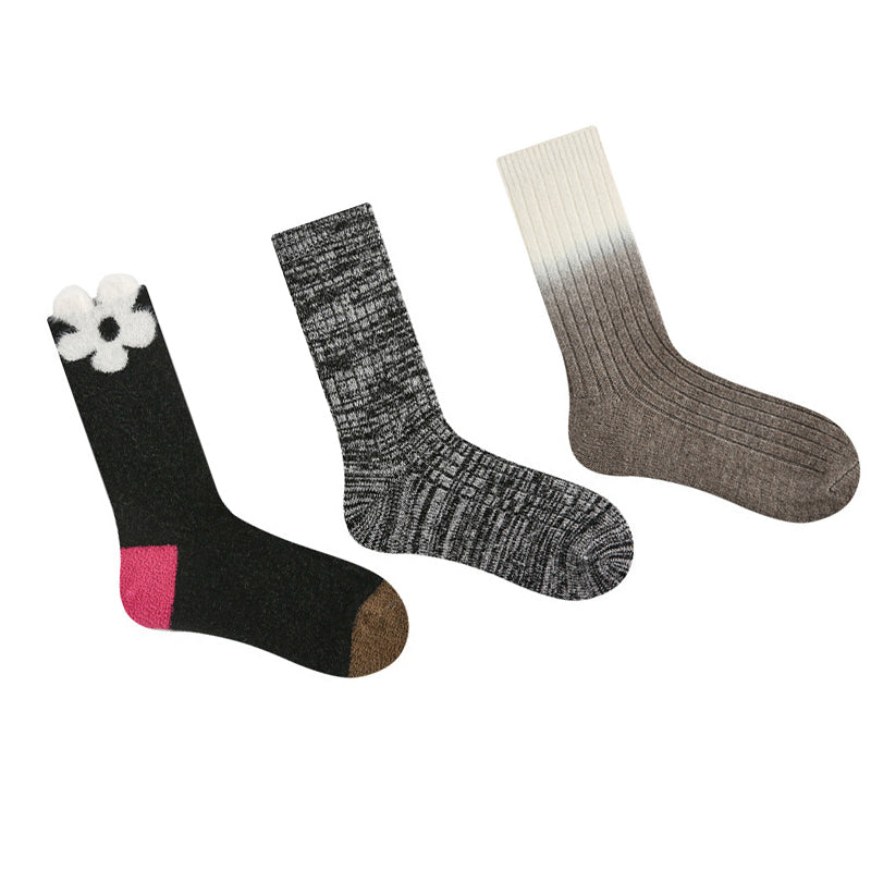 Women Pack Of 3 Patterned Cotton Calf Length Socks