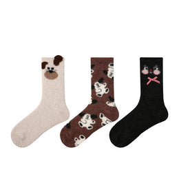 Women Pack Of 3 Patterned Cotton Calf Length Socks