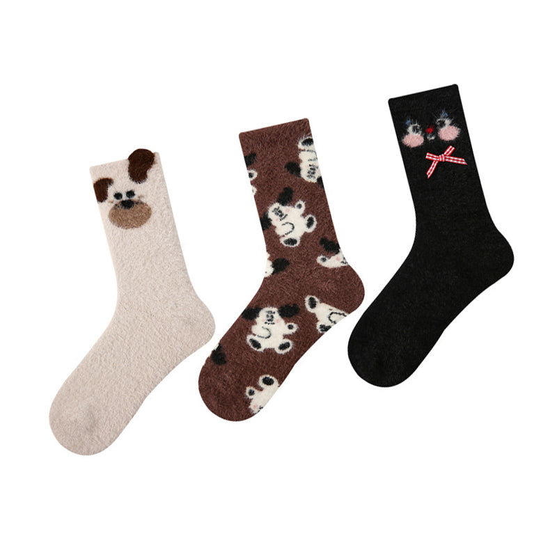 Women Pack Of 3 Patterned Cotton Calf Length Socks