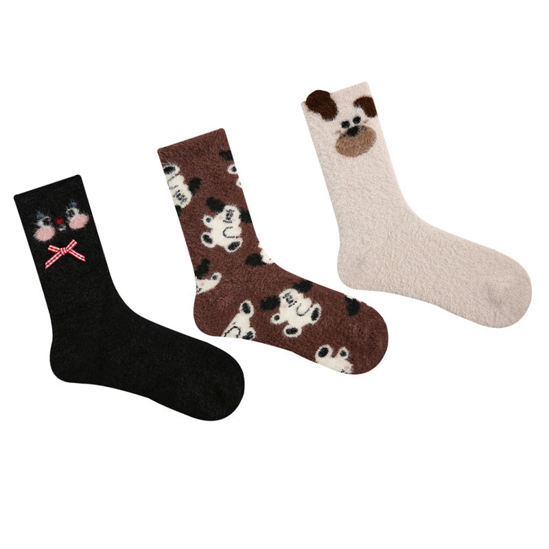 Women Pack Of 3 Patterned Cotton Calf Length Socks